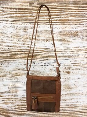 Two-Toned Brown Soft Italian Leather Crossbody Bag
